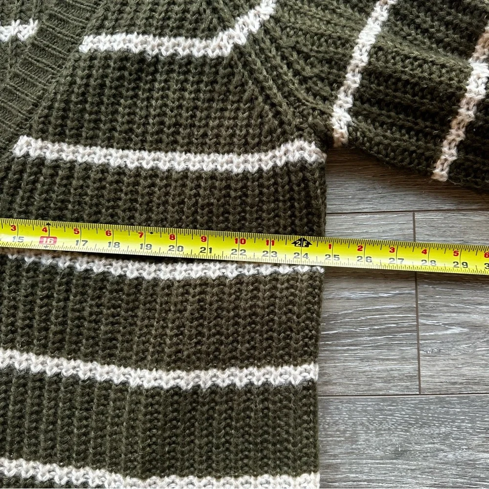 Grampa Core Oversized Slouchy Olive White Striped Sweater sz S‎